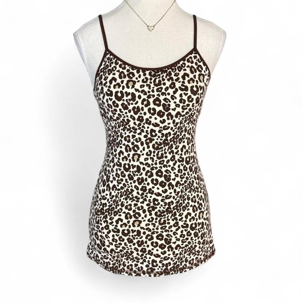 Brown cream leopard print Y2K 2000s justice cami top full length cotton size 18